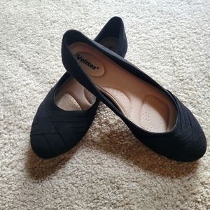 Women's Ballet Flats. Classic Black Suede. Size 8.5